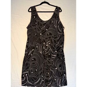 J Valdi black & white geometric dots comfort dress sz 3X travel ready
